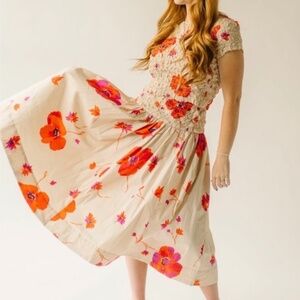 Free People Carino Cream Printed Top & Skirt Printed Set - Size S - NWOT